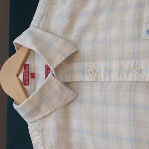 Izod Luxury Sport XL Linen/Cotton Blue & White Plaid Summer Shirt
